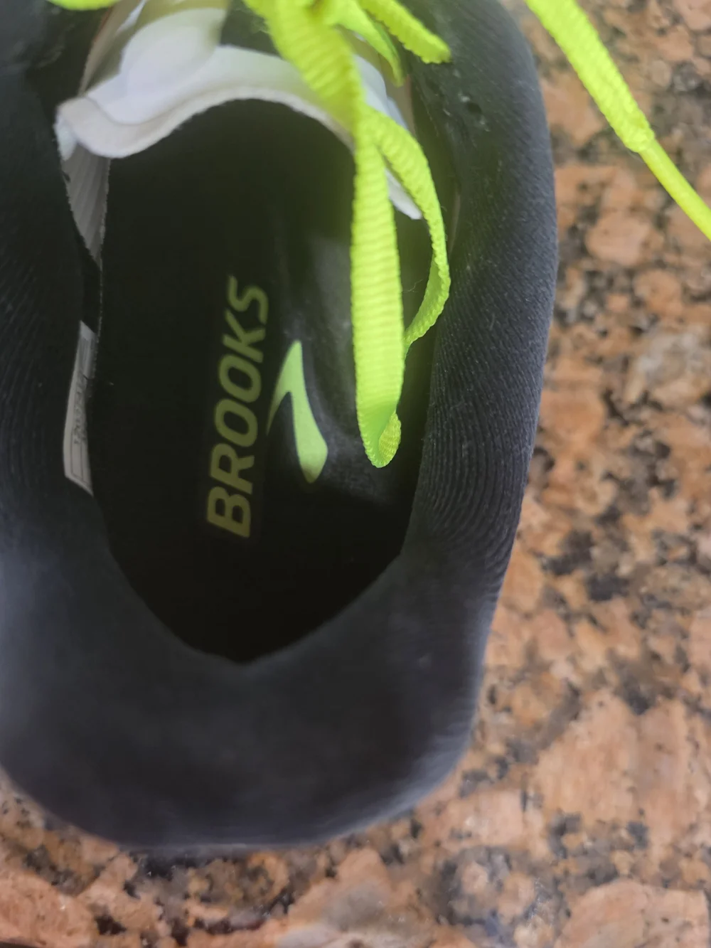 Brooks Women's White Running Shoes with Neon Pink and Yellow Accents